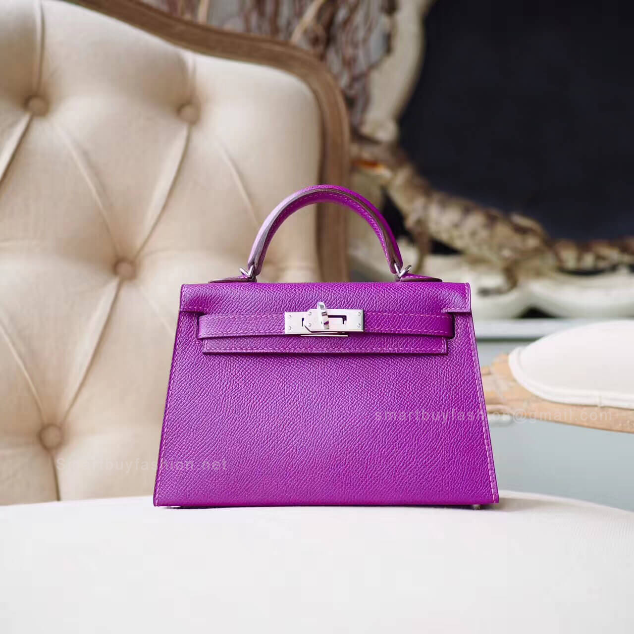 Hermes Mini Kelly II Bag in p9 Anemone Epsom PHW